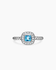 Albion® Teen Ring in Sterling Silver with Blue Topaz and Diamonds, 4mm