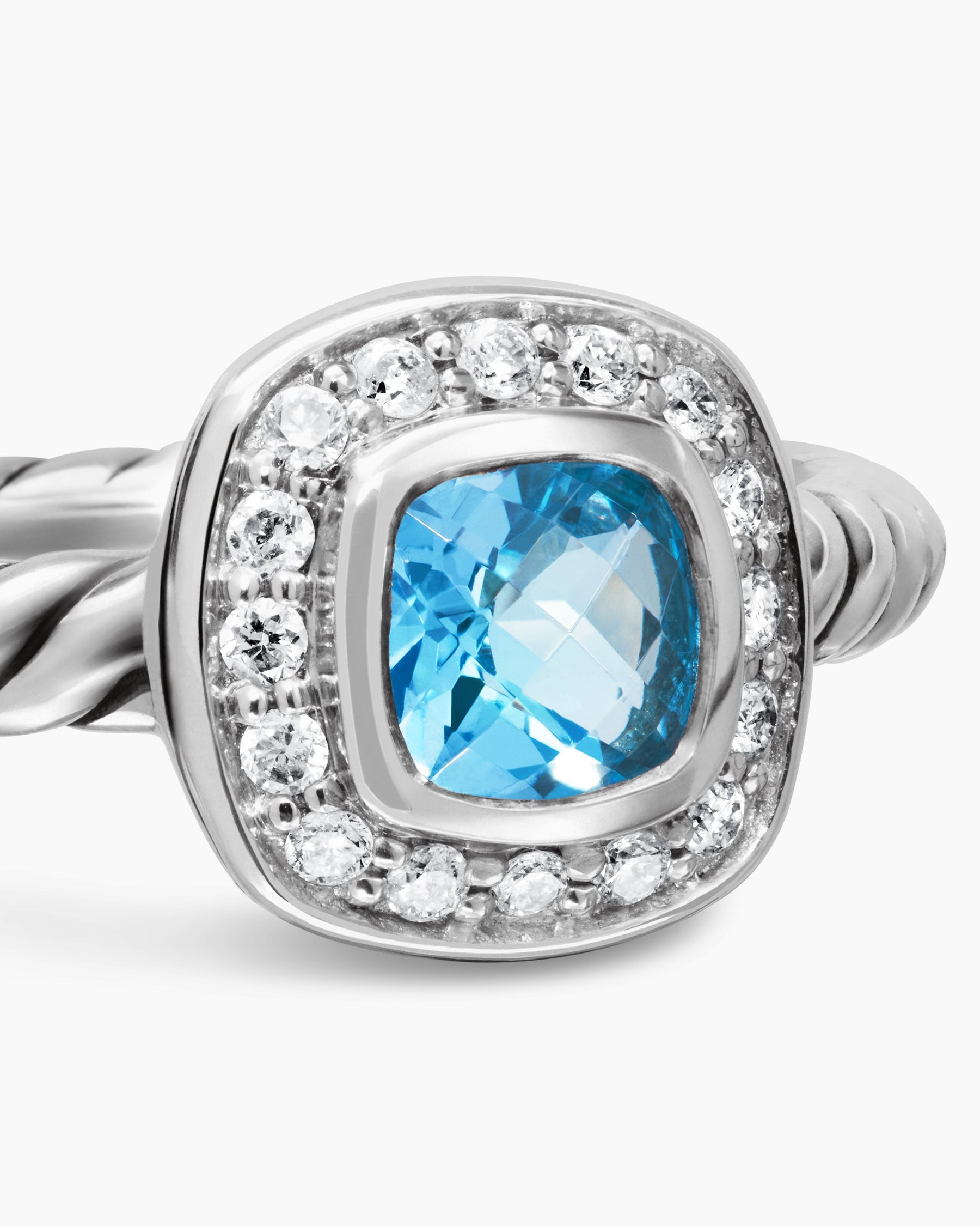 Albion® Teen Ring in Sterling Silver with Blue Topaz and Diamonds, 4mm