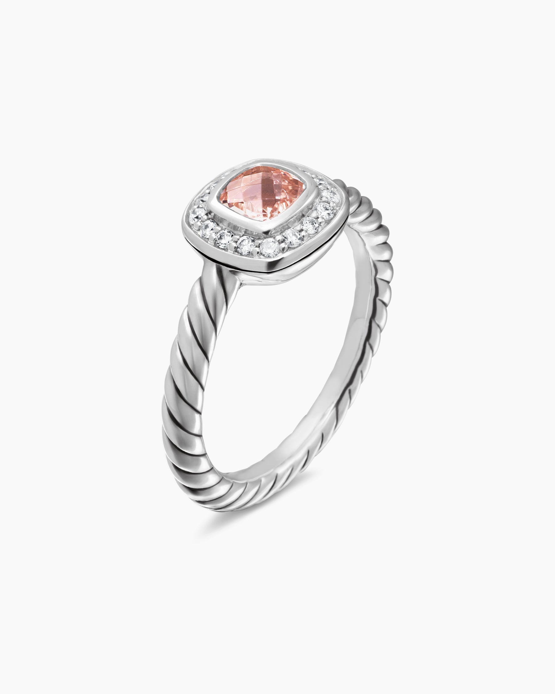 Albion® Teen Ring in Sterling Silver with Morganite and Diamonds, 4mm