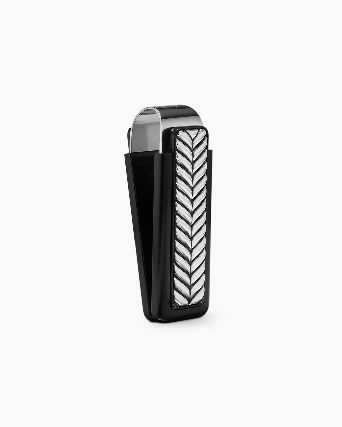 Chevron Money Clip in Sterling Silver with Black Aluminum, 50mm