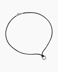 Circle Amulet Necklace in Sterling Silver and Black Wax Cord, 1.7mm