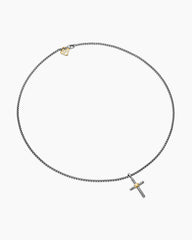 Petite X Cross Necklace in Sterling Silver with 14K Yellow Gold, 24mm