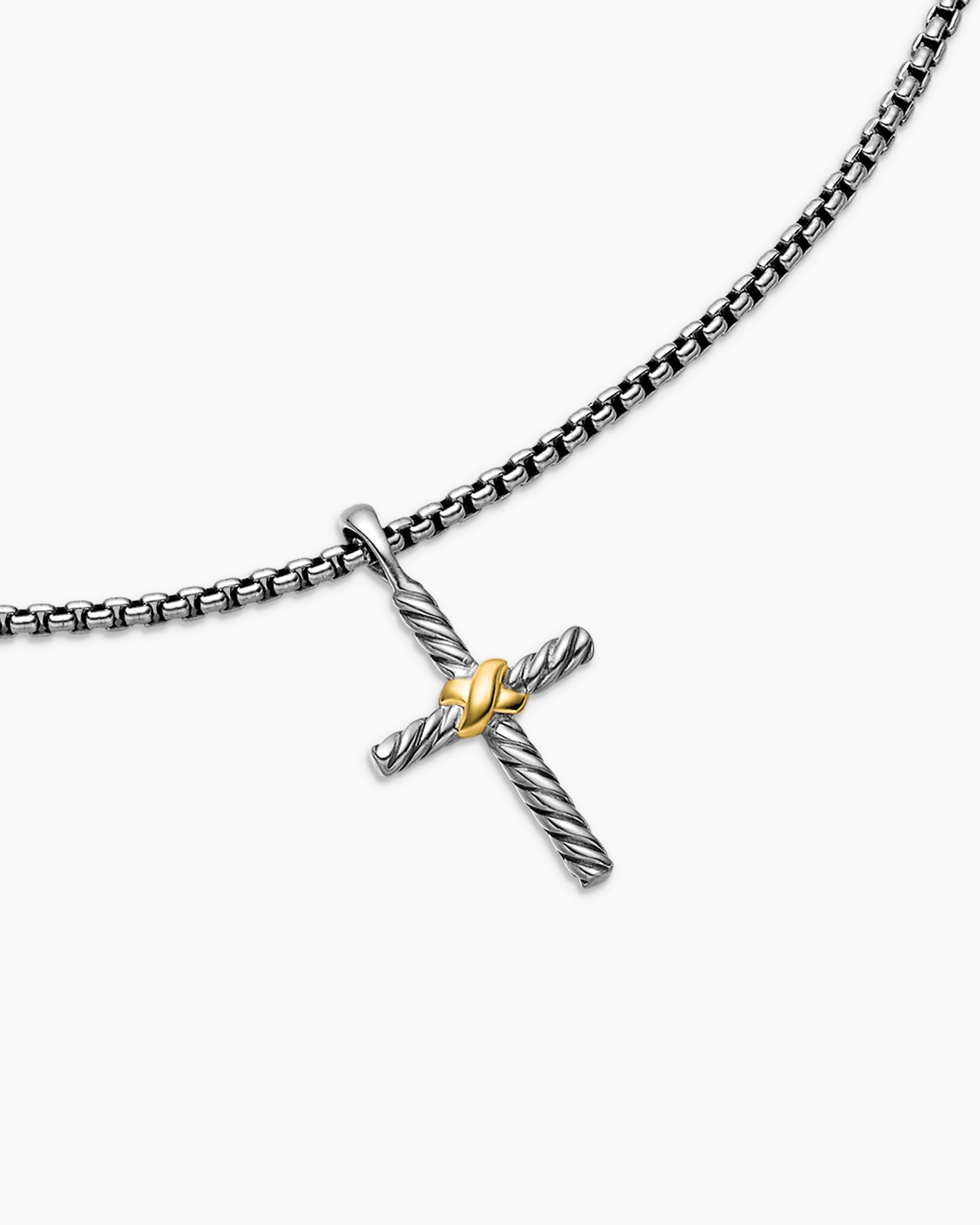 Petite X Cross Necklace in Sterling Silver with 14K Yellow Gold, 24mm