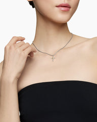 Petite X Cross Necklace in Sterling Silver with 14K Yellow Gold, 24mm