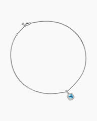 Petite Albion® Pendant Necklace in Sterling Silver with Blue Topaz and Diamonds, 7mm