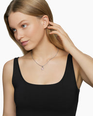 Petite Albion® Pendant Necklace in Sterling Silver with Morganite and Diamonds, 7mm