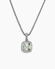 Petite Albion® Pendant Necklace in Sterling Silver with Prasiolite and Diamonds, 7mm