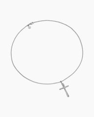 Crossover Cross Necklace in Sterling Silver with Diamonds, 35.6mm