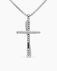Crossover Cross Necklace in Sterling Silver with Diamonds, 35.6mm