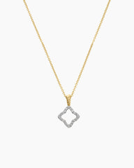 Cable Collectibles® Quatrefoil Necklace in 18K Yellow Gold with Diamonds, 17.5mm
