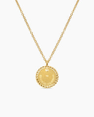 Initial Charm Necklace in 18K Yellow Gold with Diamond A