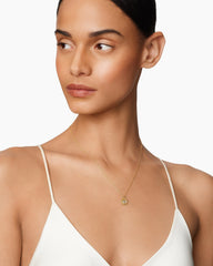 Initial Charm Necklace in 18K Yellow Gold with Diamond D