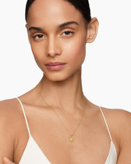 Initial Charm Necklace in 18K Yellow Gold with Diamond L