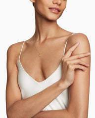 Initial Charm Necklace in 18K Yellow Gold with Diamond N