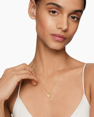 Initial Charm Necklace in 18K Yellow Gold with Diamond P