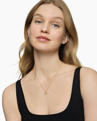 Initial Charm Necklace in 18K Yellow Gold with Diamond S