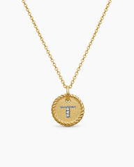 Initial Charm Necklace in 18K Yellow Gold with Diamond T