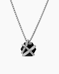 Cable Wrap Necklace in Sterling Silver with Black Onyx and Diamonds, 12.5mm