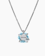 Cable Wrap Necklace in Sterling Silver with Blue Topaz and Diamonds, 12.5mm