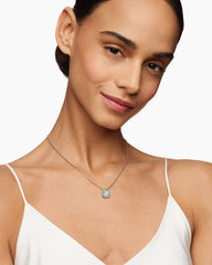 Cable Wrap Necklace in Sterling Silver with Blue Topaz and Diamonds, 12.5mm