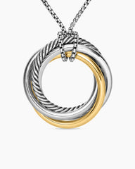 Crossover Pendant Necklace in Sterling Silver with 14K Yellow Gold, 37mm