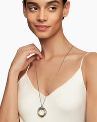 Crossover Pendant Necklace in Sterling Silver with 14K Yellow Gold, 37mm