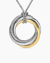 Crossover Pendant Necklace in Sterling Silver with 14K Yellow Gold, 37mm