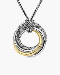 Crossover Pendant Necklace in Sterling Silver with 14K Yellow Gold, 28mm