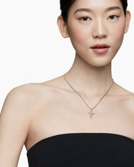 X Cross Necklace in Sterling Silver with 14K Yellow Gold and Diamonds, 31.7mm