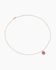 Cable Collectibles® Pavé Plate Necklace in 18K Rose Gold with Pink Sapphires, 11mm