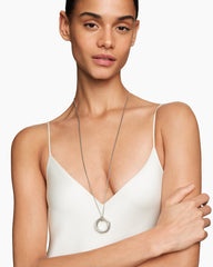 Crossover Pendant Necklace in Sterling Silver with Diamonds, 26mm