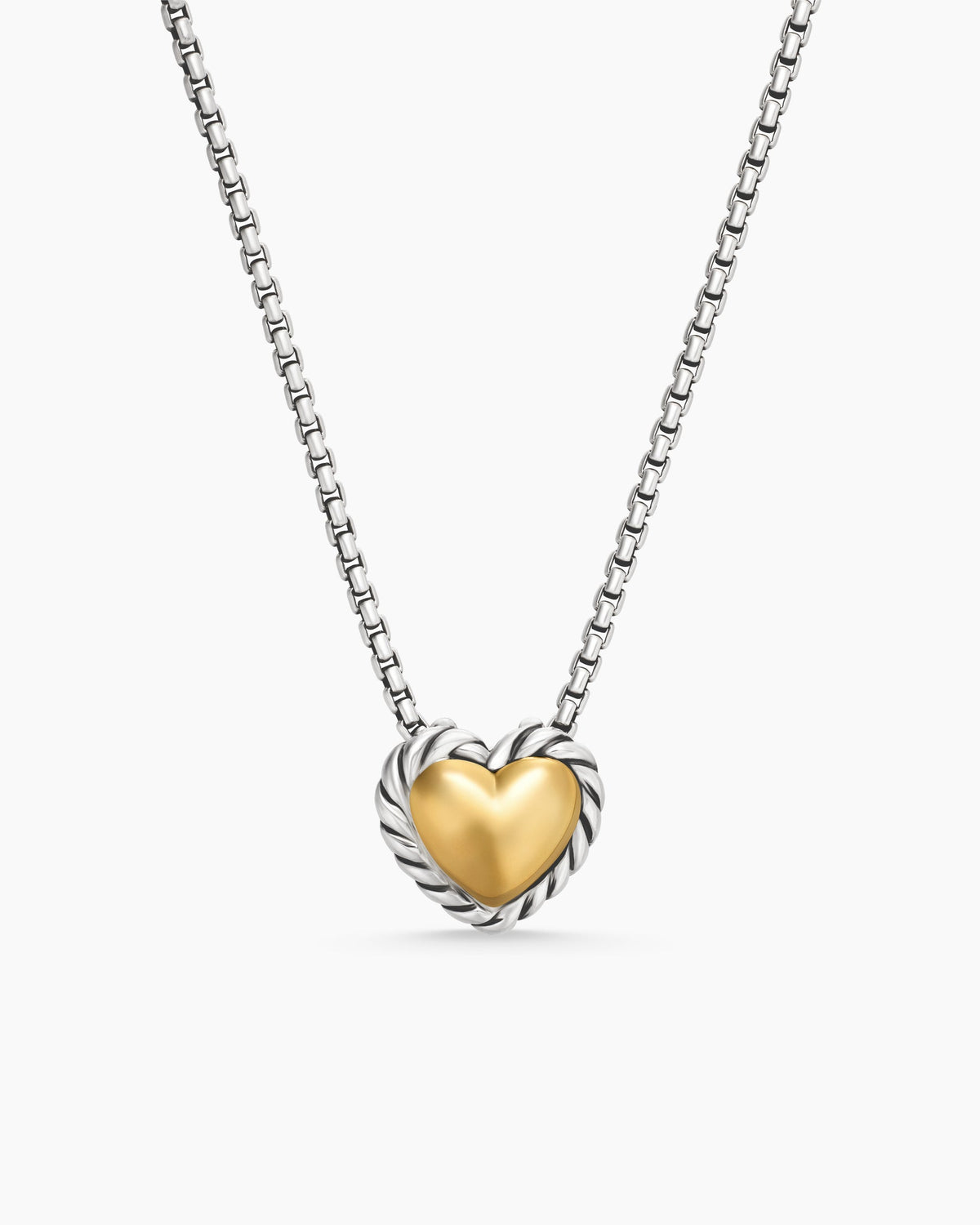 Cable Collectibles® Cookie Classic Heart Necklace in Sterling Silver with 18K Yellow Gold, 8.5mm