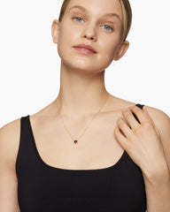 Petite Chatelaine® Pendant Necklace in 18K Yellow Gold with Garnet and Diamonds, 7mm