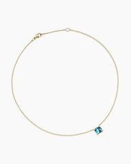 Petite Chatelaine® Pendant Necklace in 18K Yellow Gold with Hampton Blue Topaz and Diamonds, 7mm