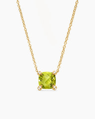 Petite Chatelaine® Pendant Necklace in 18K Yellow Gold with Peridot and Diamonds, 7mm