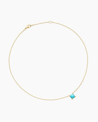Petite Chatelaine® Pendant Necklace in 18K Yellow Gold with Turquoise and Diamonds, 7mm