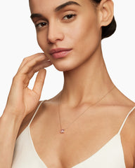 Petite Chatelaine® Pendant Necklace in 18K Rose Gold with Morganite and Diamonds, 7mm