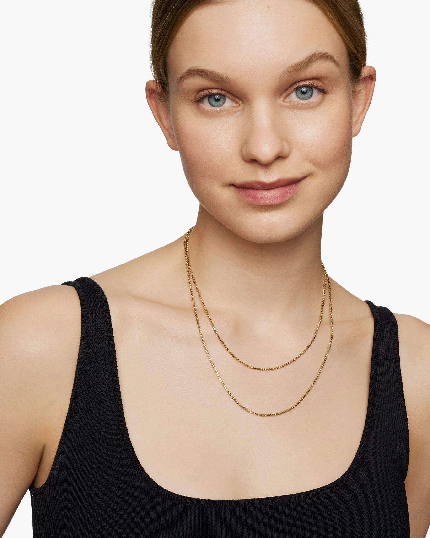 Box Chain Slider Necklace in 18K Yellow Gold, 1.7mm