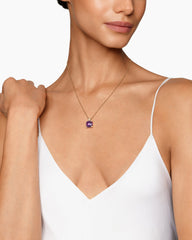 Chatelaine® Pendant Necklace in 18K Yellow Gold with Amethyst and Diamonds, 11mm