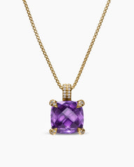 Chatelaine® Pendant Necklace in 18K Yellow Gold with Amethyst and Diamonds, 11mm