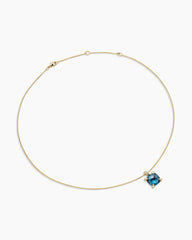 Chatelaine® Pendant Necklace in 18K Yellow Gold with Hampton Blue Topaz and Diamonds, 11mm