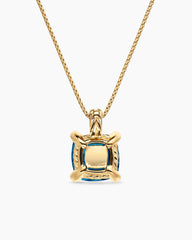 Chatelaine® Pendant Necklace in 18K Yellow Gold with Hampton Blue Topaz and Diamonds, 11mm
