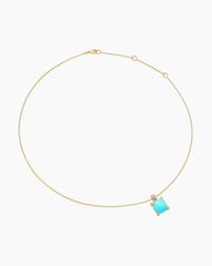 Chatelaine® Pendant Necklace in 18K Yellow Gold with Turquoise and Diamonds, 11mm