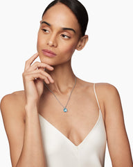 Chatelaine® Pendant Necklace in Sterling Silver with Blue Topaz and Diamonds, 11mm