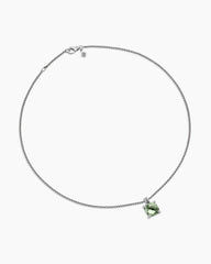 Chatelaine® Pendant Necklace in Sterling Silver with Prasiolte and Diamonds, 11mm