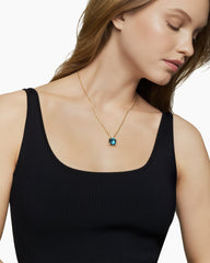 Chatelaine® Pendant Necklace in 18K Yellow Gold with Hampton Blue Topaz and Diamonds, 14mm