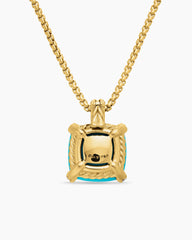Chatelaine® Pendant Necklace in 18K Yellow Gold with Turquoise and Diamonds, 14mm