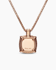 Chatelaine® Pavé Bezel Pendant Necklace in 18K Rose Gold with Morganite and Diamonds, 14mm