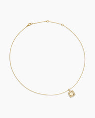 Chatelaine® Pavé Bezel Pendant Necklace in 18K Yellow Gold with Champagne Citrine and Diamonds, 9mm