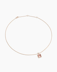 Chatelaine® Pavé Bezel Pendant Necklace in 18K Rose Gold with Morganite and Diamonds, 9mm
